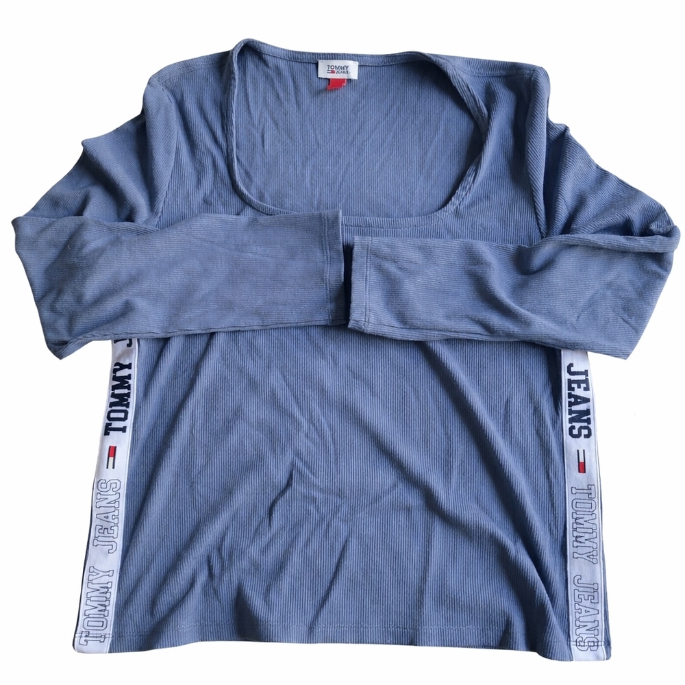 Tommy Jeans Ribbed Logo Tape Long Sleeve Top | Women’s XL